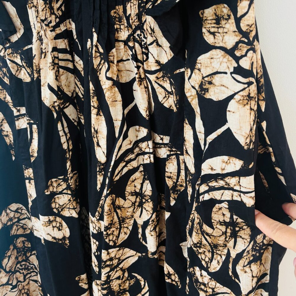 Anthropologie Black Maxi Dress with Tan Floral Motif - Picture 7 of 13